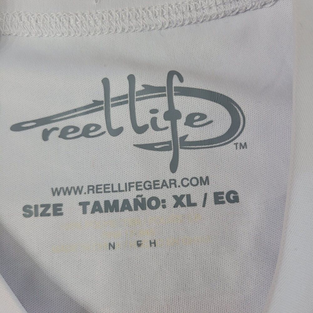 Reel Life Sun Defender American Flag Performance Fishing Shirt White Mens XL - Picture 7 of 10